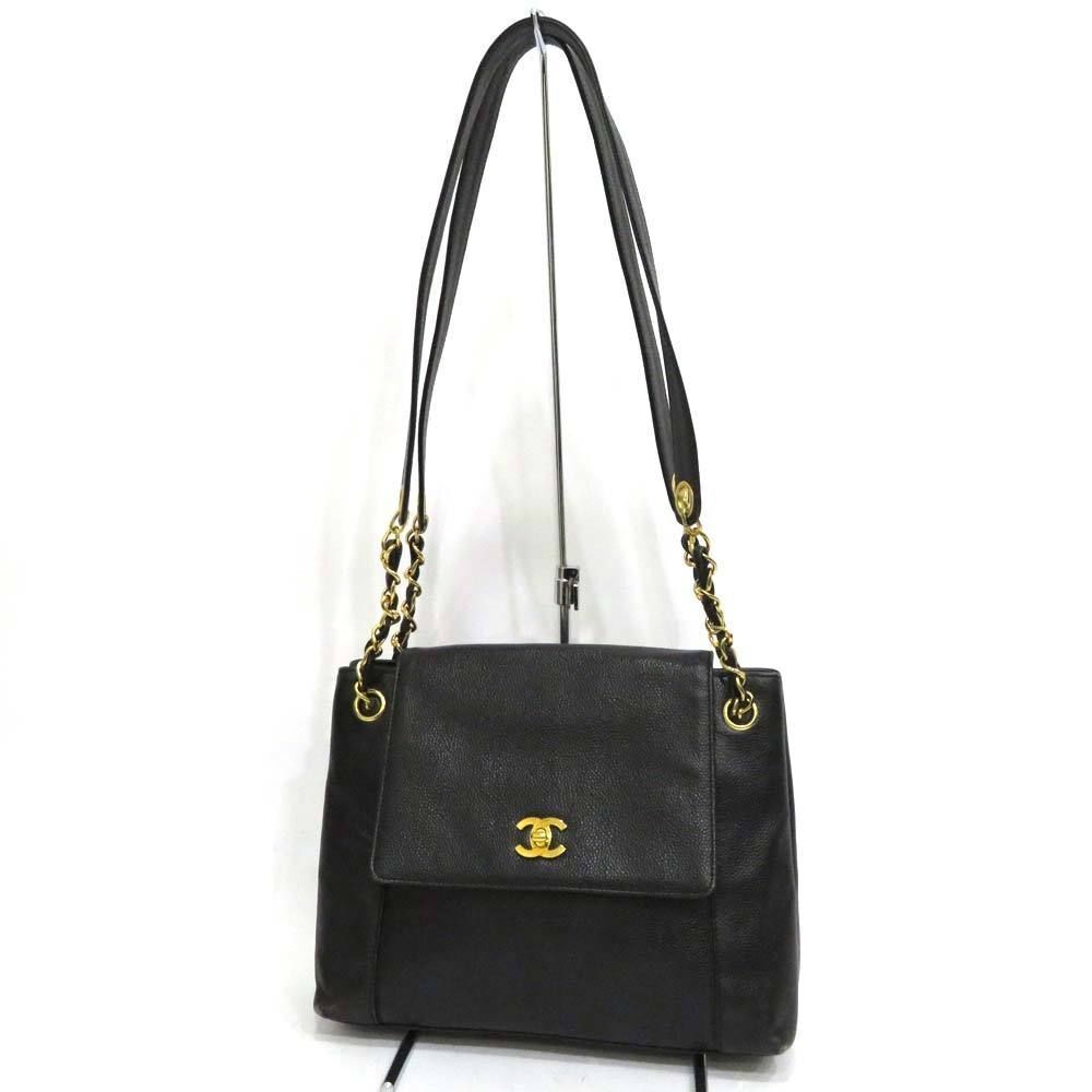 Chanel Caviar Skin Shoulder Tote Bag Black